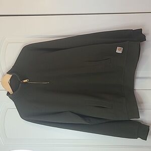 Carhartt Dark Olive Green Quarter-Zip Pullover Gold Zipper Size L